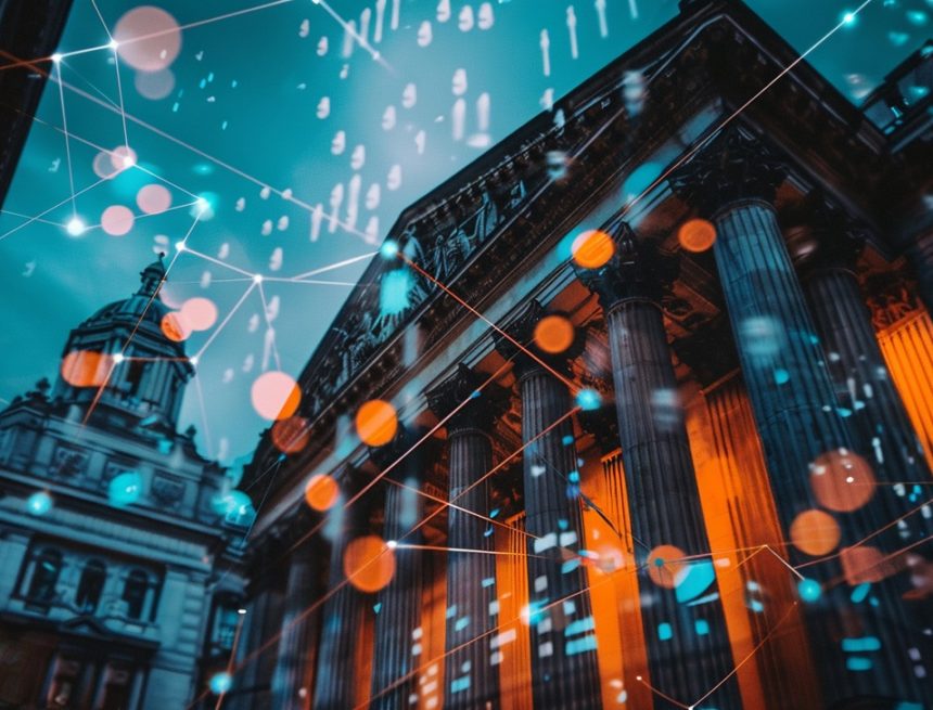 Smart contracts and AI financial advisors set against the backdrop of historic banking institutions Mechanical Bias: When Did Artificial Intelligence Learn to Pick Good Loan Candidates?