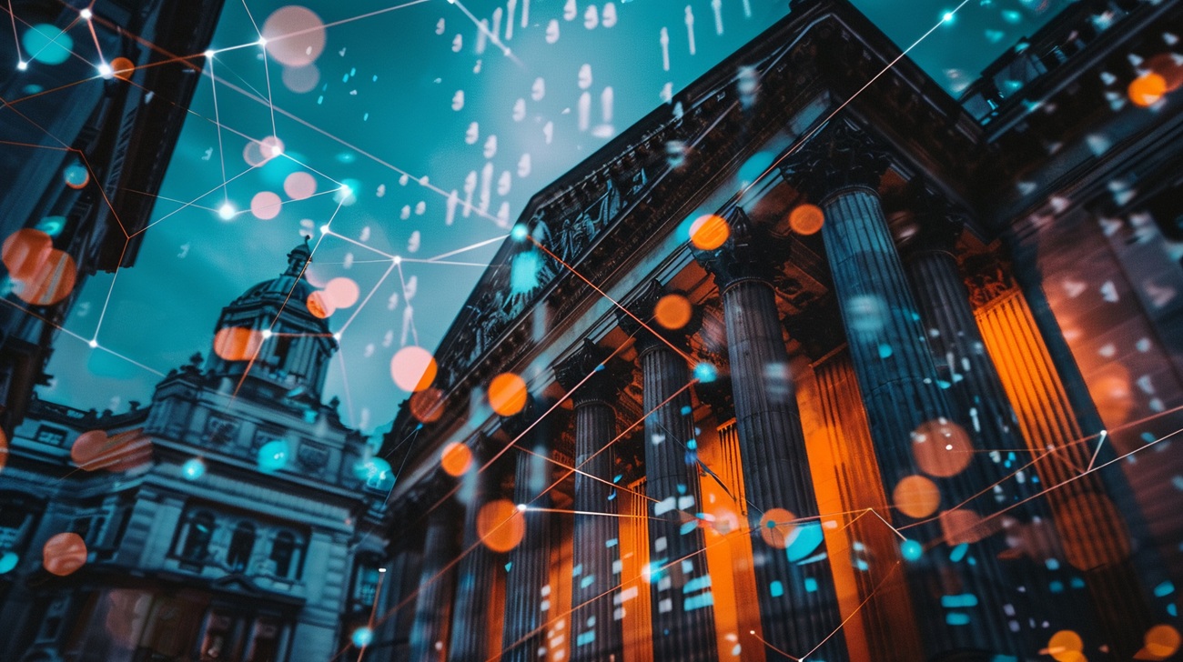 Smart contracts and AI financial advisors set against the backdrop of historic banking institutions Mechanical Bias: When Did Artificial Intelligence Learn to Pick Good Loan Candidates?