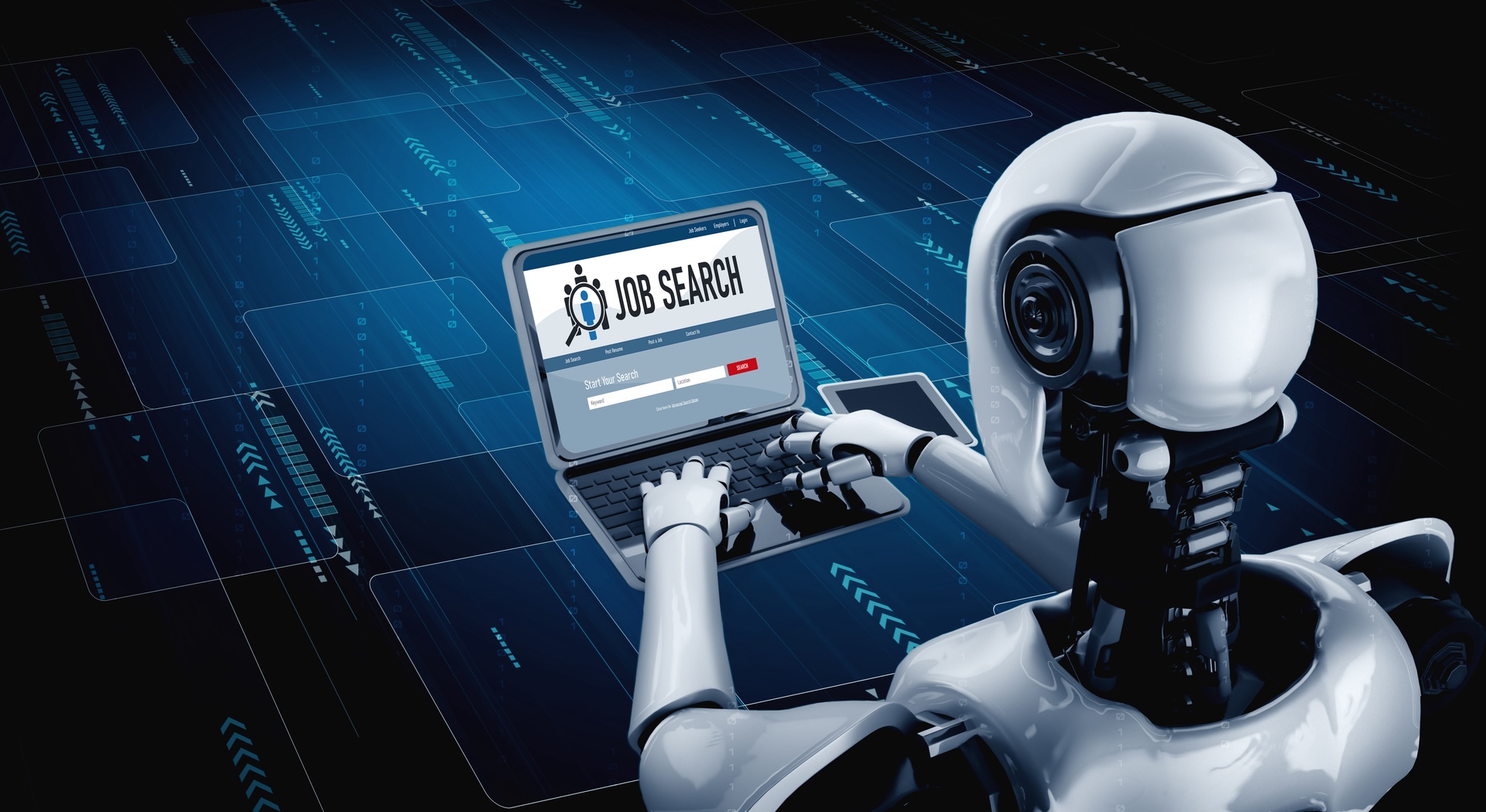 Online job search on modish website for worker to search for job opportunities The Human Cost of the Machine: AI, Public Companies, and the Soul of Capitalism