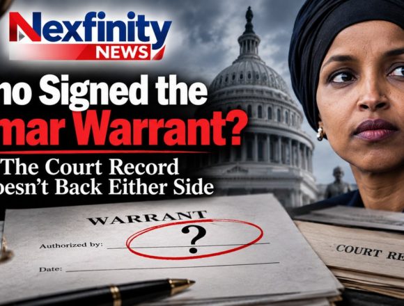Who Signed the Omar Warrant? The Court Record Doesn't Back Either Side Illustration of a search warrant with the 'Authorized by' line circled and a question mark, beside the U.S. Capitol and Rep. Ilhan Omar, under the headline Who Signed the Omar Warrant?